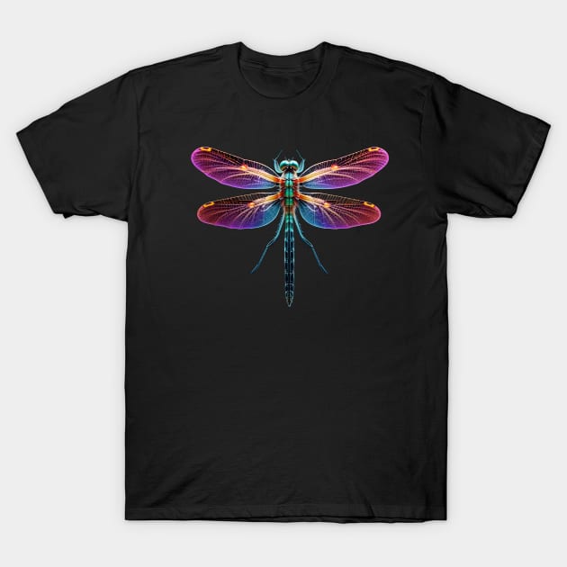 Glowing Neon Dragonfly T-Shirt by PurplePeacock